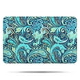 thumbnail image 1 of Blue Paisley and Floral Pattern Bathroom Rugs Mat,Non Slip Microfiber Bathroom Rug,Rubber Backing,Soft Bathroom Mats for Bathroom Floor,Tub and Shower,17x27in(43x68cm), 1 of 5