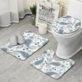thumbnail image 1 of Blue Paisley and Floral Pattern Bathroom Rugs Sets 3 Piece,Toilet Cover Set,Absorbent Non Slip Bathroom Mats Sets with U-Shaped Contour Rug Toilet Rug Set, 1 of 5