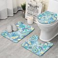 thumbnail image 1 of Blue Paisley and Floral Pattern Bathroom Rugs Sets 3 Piece,Toilet Cover Set,Absorbent Non Slip Bathroom Mats Sets with U-Shaped Contour Rug Toilet Rug Set, 1 of 5