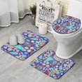 thumbnail image 1 of Blue Paisley and Floral Pattern Bathroom Rugs Sets 3 Piece,Toilet Cover Set,Absorbent Non Slip Bathroom Mats Sets with U-Shaped Contour Rug Toilet Rug Set, 1 of 5