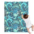 thumbnail image 1 of Blue Paisley and Floral Pattern Blanket,Comfortable Soft Flannel Throw Blanket,All Season,Warm Lightweight Blankets for Sofa Bed Couch Living Room Chair,30"x40", 1 of 4