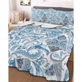 thumbnail image 1 of Blue Paisley Full Size Down Alternative Comforter, Lightweight Comforter Quilt Bedding Set with Pillow Shams Ethnic Abstract Art Vintage All Seasons Bed Comforter Duvet Insert 78"x90", 1 of 7