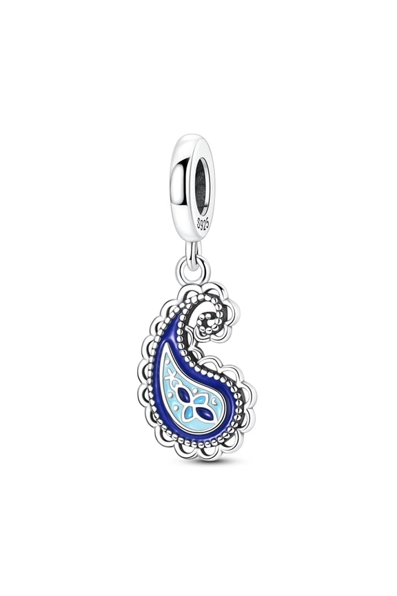 Blue Paisley Pattern Pendant Charm, Compatible with Most Bracelet, Charm for Bracelet