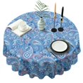 thumbnail image 1 of Blue Paisley Pattern Round Tablecloth 60"x60",Wrinkle Wipeable Table Cloth for Kitchen Dining Room Picnic Patio Party, 1 of 6
