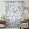 thumbnail image 1 of Blue Paisley Sheer Curtains 63 Inches Long, Vintage Boho Flower Botanical Leaf Branch Light Filering Curtains, Breathable Simi Curtain Privacy Drapes for Living Room Bedroom Window Treatment, 1 of 9