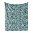 thumbnail image 1 of Blue Paisley Soft Flannel Fleece Blanket, Flower Elements with Traditional Buta Ornaments Leave Like Motifs, Cozy Plush for Indoor and Outdoor Use, 60" x 80", Dark Brown and Sea Blue, by Ambesonne, 1 of 5