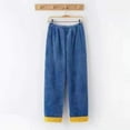 thumbnail image 1 of Blue Pajama Pants for Juniors Fuzzy Fleece Lined Lounge Pant Warm Comfy Sleepwear Bottom, 1 of 3