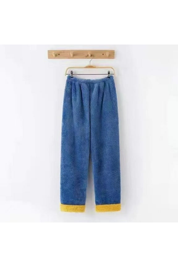 Blue Pajama Pants for Juniors Fuzzy Fleece Lined Lounge Pant Warm Comfy Sleepwear Bottom