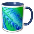 thumbnail image 1 of 3drose, Blue Palm Frond Against Green Sky, 15oz Two-tone Blue Mug, 1 of 6