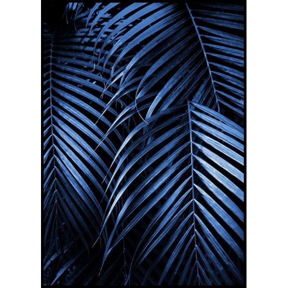 Blue Palm Leaves No2 Print Wall Art, Modern Wall Decor For Living Room Bedroom, 12x18 UNFRAMED