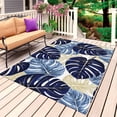 thumbnail image 1 of Blue Palm Leaves Outdoor Rug 4x6 Ft, Non Slip Washable Area Rug, Farmhouse Summer Beige Tropical Plants Patio Rugs Carpet Runner, Large Floor Mat for Indoor/Outdoor Deck Porch Camping, 1 of 8
