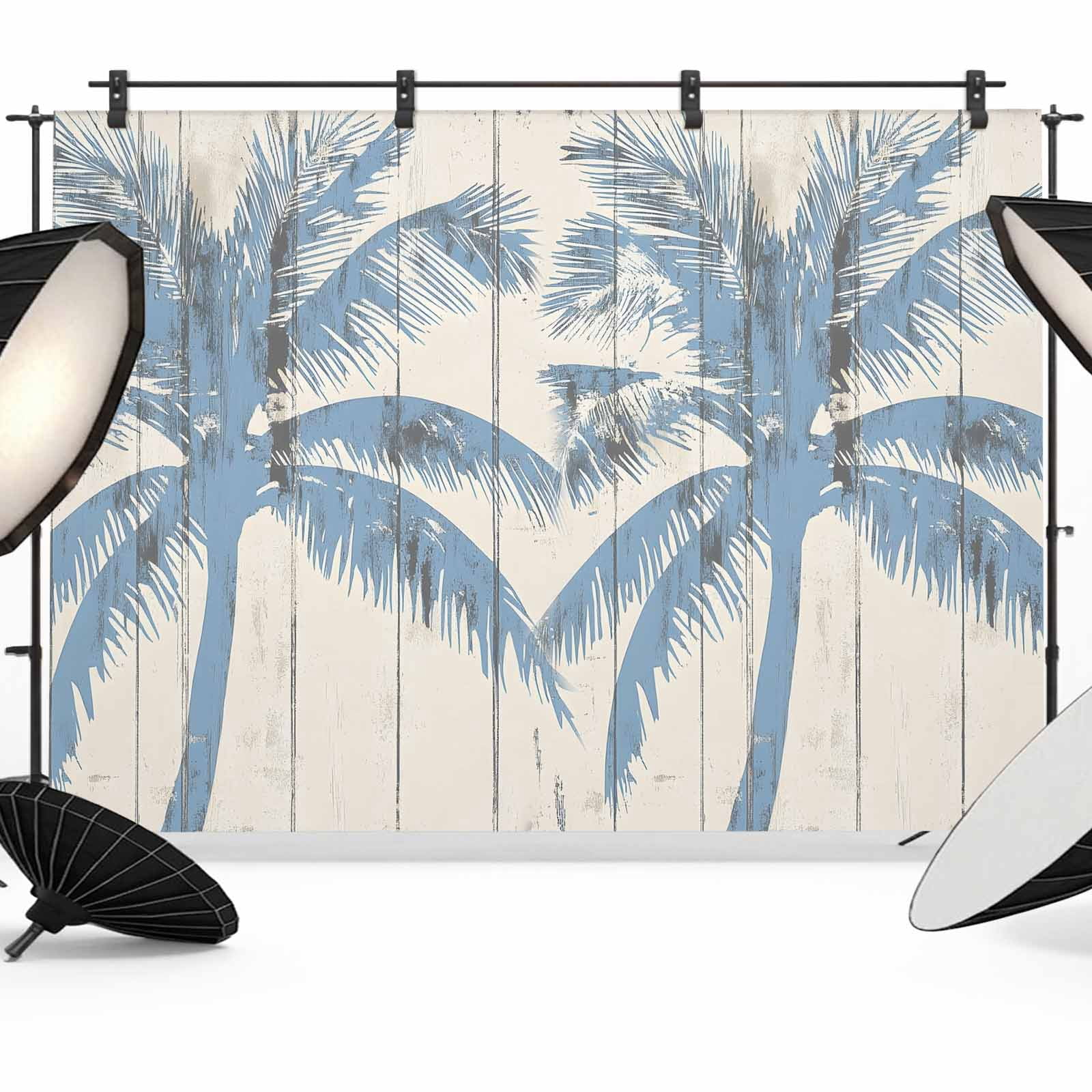 Blue Palm Tree Backdrop for Photography, Fabric Photo Background ...