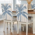 thumbnail image 1 of Blue Palm Tree Chair Back Covers, Removable Chair Covers for Dining Chairs Set of 6, Washable Chairs Slipcovers Back Seat Protector for Wedding Party 19"x20", 1 of 9