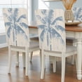 thumbnail image 1 of Blue Palm Tree Chair Back Covers, Removable Chair Covers for Dining Chairs Set of 8, Washable Chairs Slipcovers Back Seat Protector for Wedding Party 19"x20", 1 of 9