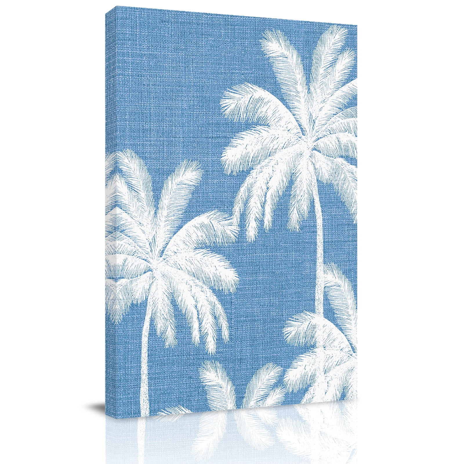 Blue Palm Trees Canvas Wall Art for Living Room, Summer Beach Tropical ...