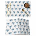 thumbnail image 1 of Blue Palm Trees Placemats Set of 4, Summer Botanical Tropical Plants Placemats for Dining Table, Place Mats for Kitchen Tabletop, Waterproof Wipeable Dining Table Mats Set, 1 of 9