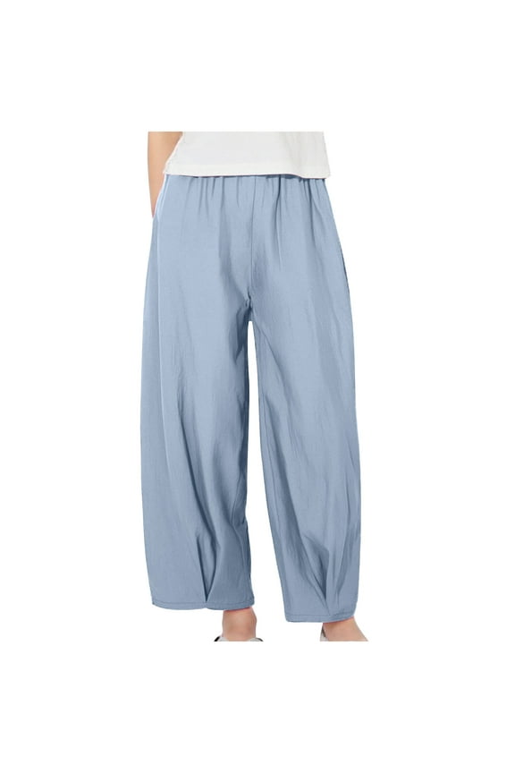 Blue Pants for Children Boy Girl Summer Fall Rayon Kawaii Flared Wide Leg Plain Long Bootcut Leg Pants Child 2026 Clothing Trendy 10 Years