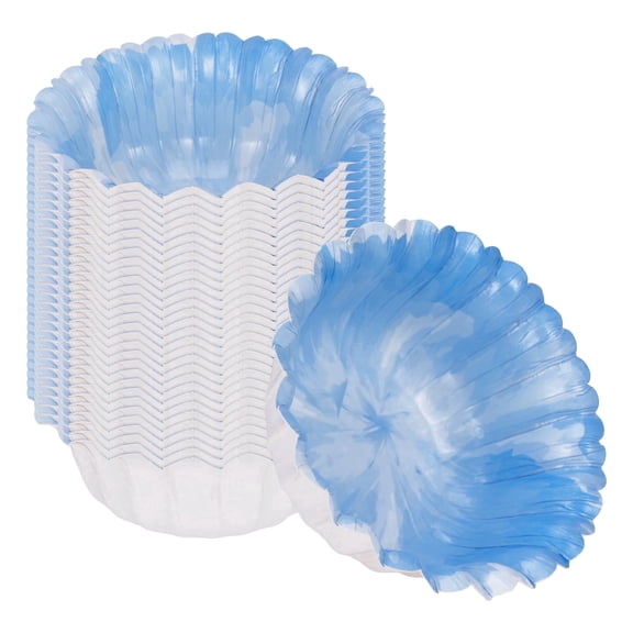DTFMZOV Blue Paper Bowls 8 oz, Everyday Use Bowls, Soak Proof, Microwave-Safe Snack Bowls, Scalloped Edge Bowls for Home, Birthday Party Supplies(30 Pcs)