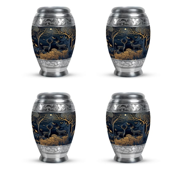 Blue Paper With Deer Foreground Moon Memorial Urn -memorial Keepsakes For Ashes- Funeral Cremation Urns For Ashes - Cremation Urns For Burial - Ashes Urn Adult (Size-3inch,4pcs)