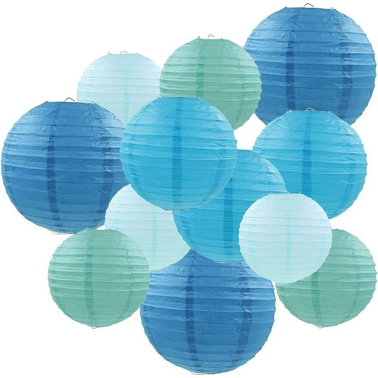 Green and cheap blue paper lanterns
