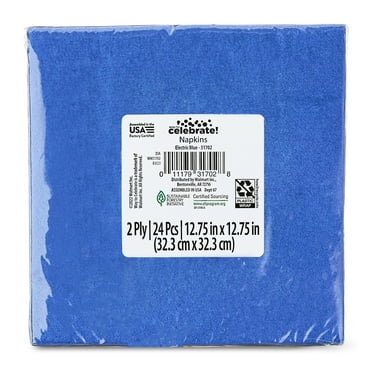 6.5" x 6.5" Disposable Blue Paper Napkins, 24 Count, by Way To Celebrate