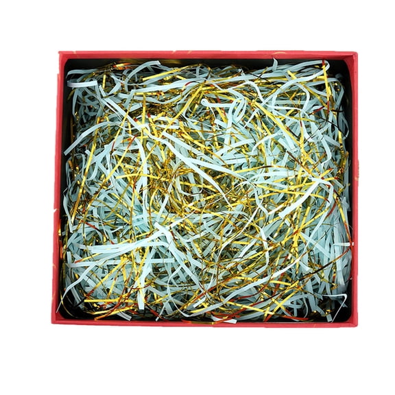 Blue Paper Shreds With Gold Thread For Gift Box Filler Wedding Favors And Holiday Packaging Craft Supply
