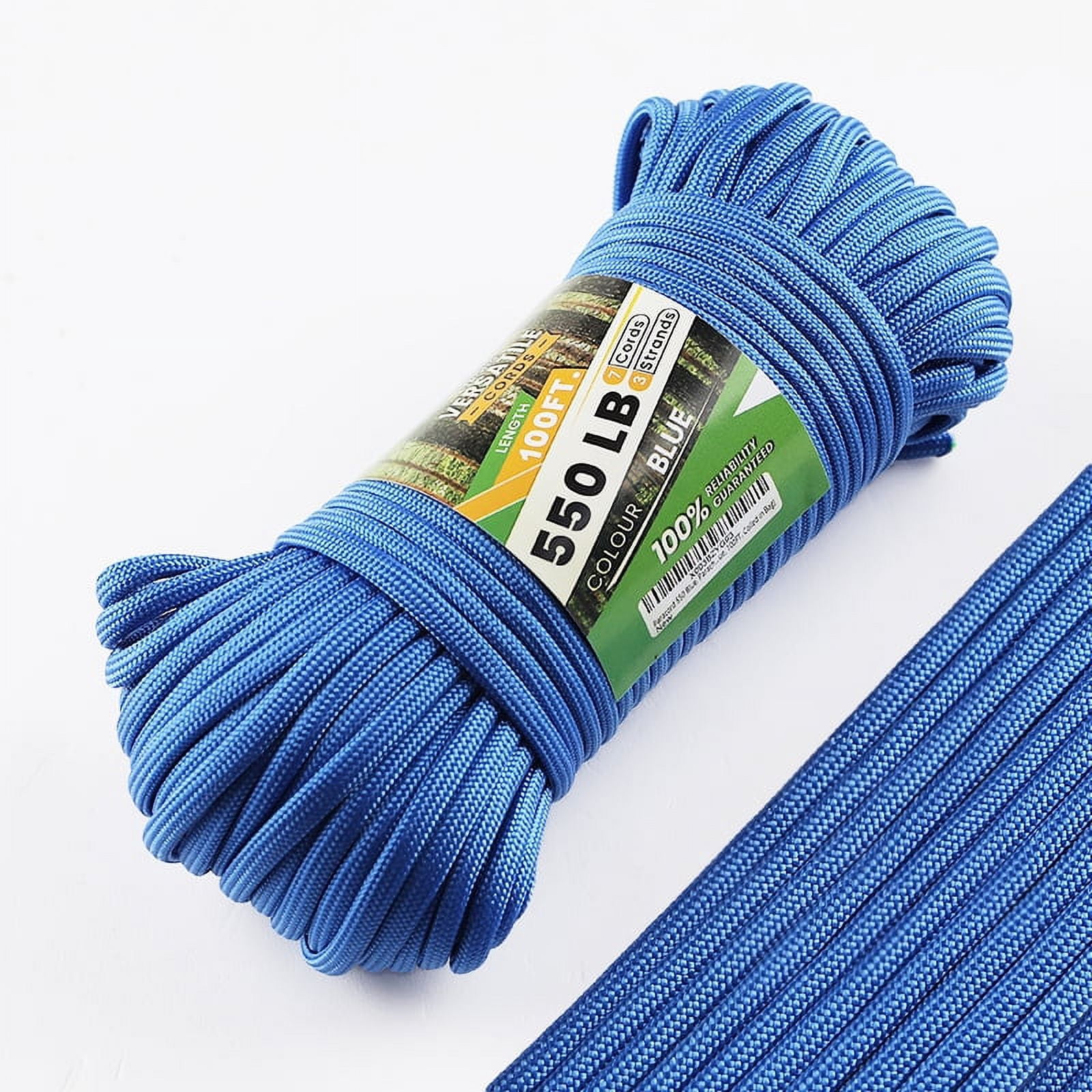 Walmart Blue Paracord 550, 100FT Heavy Duty Nylon Rope, UV & Water ...