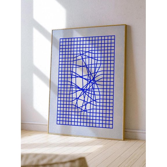 Blue Parametric Grid Math Decor Wall Art Unframed Paper Print