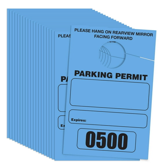 Blue Parking Hang Tags, 500 Pack, Temporary Passes, Bulk Pack, Custom Passes Numbered 1-500, 3.15" x 4.75" Placards for Rearview Mirror by Better Office Products
