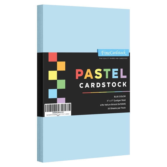 Blue Pastel Color Card Stock | 67Lb Cardstock | 11” x 17” Inches | 50 Sheets Per Pack