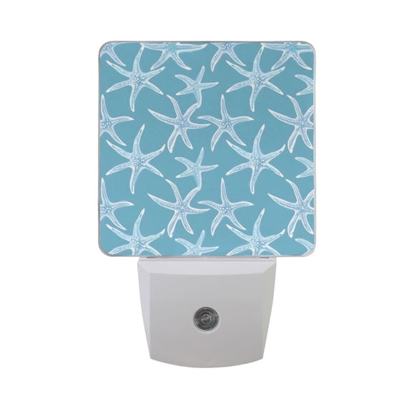 Blue Pastel Starfish Night Light 2 Pack LED Nightlight Plug into Wall Dusk to Dawn Sensor Soft White
