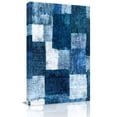 Blue Patchwork Canvas Wall Art for Living Room, Modern Abstract Dark ...
