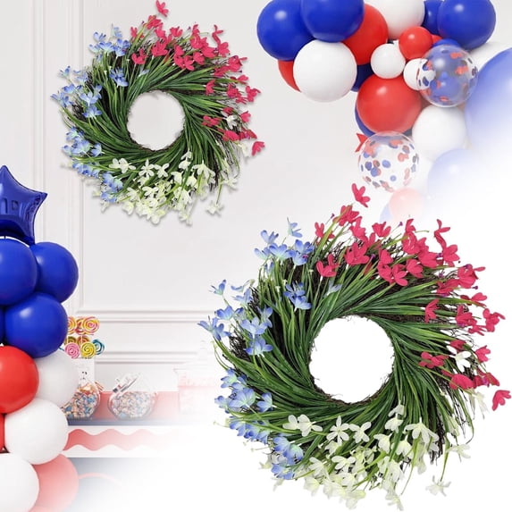 Blue Patriotic Wreath for Front Door, 4th of July Independence Day ...