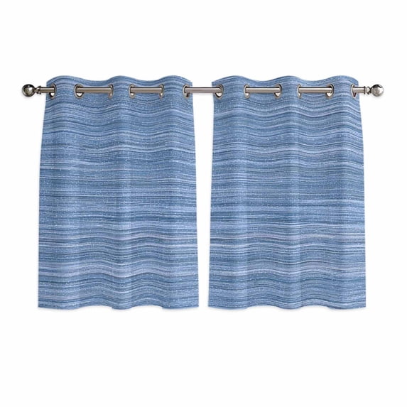 Blue Pattern Kitchen Curtains Window Panels, Vintage Abstract Minimalist Art Insulated Window Treatment Curtain, Grommet Curtains for Bedroom/Living Room/Bathroom, 2 Piece 42"Wx45"L
