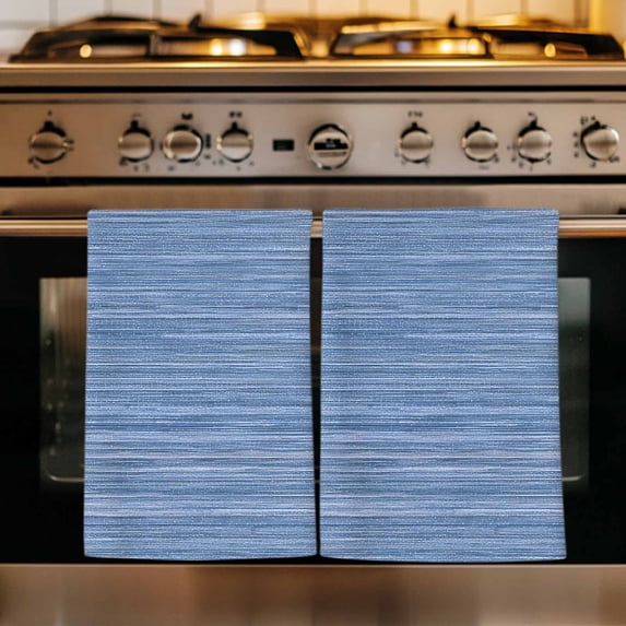 Blue Pattern Kitchen Towels Set of 3, Vintage Abstract Minimalist Art Absorbent Dish Towels for Kitchen, Microfiber Hand Towel, Quick Drying Tea Towel for Cleaning Decorative Dishcloths