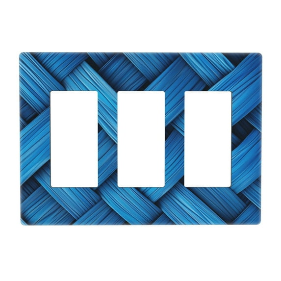 Blue Pattern Mix 3 Gang Toggle Light Switch Cover Decorative Switch Plates and Outlet Covers Wall Plates for Electrical Kitchen Home Office Art Decor