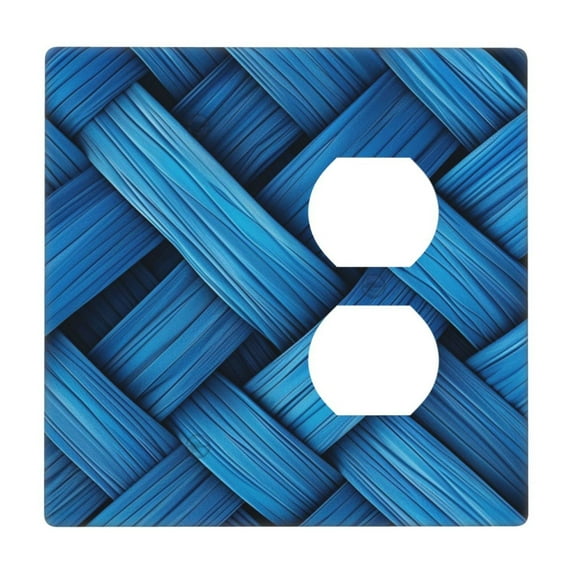 Blue Fabric Mix Light Switch Cover Decorative Switch Plates and Outlet Covers Wall Plate for Electrical Kitchen Home Office Art Decor Mid-size