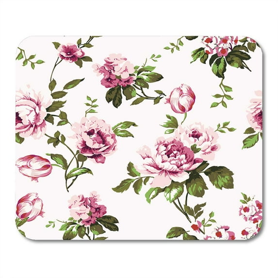 Blue Pattern Shabby Chic Vintage Roses Tulips and Forget Me Nots Classic Chintz Floral Raster Colorful Mousepad Mouse Pad Mouse Mat 9x10 inch