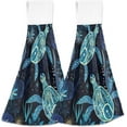 thumbnail image 1 of Blue Patterned Sea Turtle Hand Towels Set of 2 Soft Absorbent Kitchen Hanging Towels Dish Cloths Bathroom Hand Towels with Loop & Hook for Kitchen Bathroom Wash cloth, 1 of 7