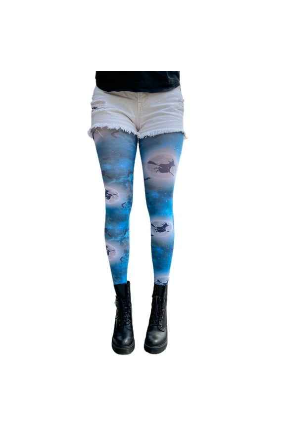 Blue Patterned Tights Witches for Women