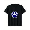 thumbnail image 1 of Blue Paw Print Graphic Tee Shirt Fashion Comfortable Casual Short Sleeve Crew Neck Tops Black S-5XL, 1 of 5