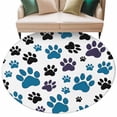 thumbnail image 1 of Blue Paw Print Large Area Rugs for Bedroom Living Room, Soft Non Slip Carpet Bedside Rug, Black Animals Cat Dog Colored Cartoon Round Floor Cover Kitchen Accent Rug 8' for Dining Room/Office, 1 of 9