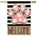 thumbnail image 1 of Blue Paw Print Spring Garden Flag 12x18 Inch Double Sided Outside, Daisy Floral Welcome Stripes Yard Outdoor Flag, 1 of 6