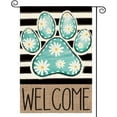 thumbnail image 1 of Blue Paw Print Spring Garden Flag 12x18 Inch Double Sided Outside, Daisy Floral Welcome Stripes Yard Outdoor Flag, 1 of 6