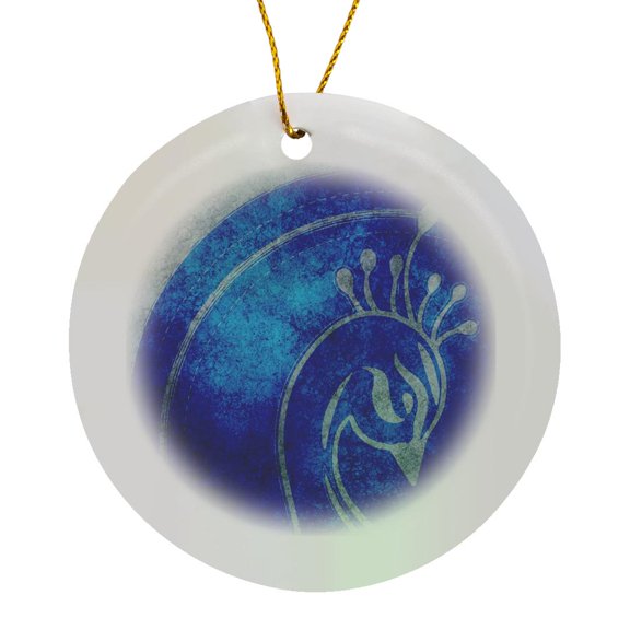 3drose, Blue Peacock Face - Animals - Bird Art, Circle Porcelain Ornament