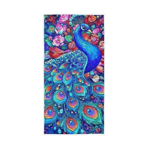 Blue Peacock Face Towel Absorbent Hand Towels Bath Sport Gym