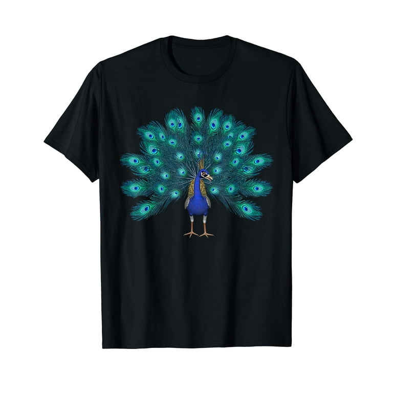 Blue Peacock Print T-Shirt Teal Feathers Clothes Blue Peacock Print T-Shirt Teal Feathers Clothes