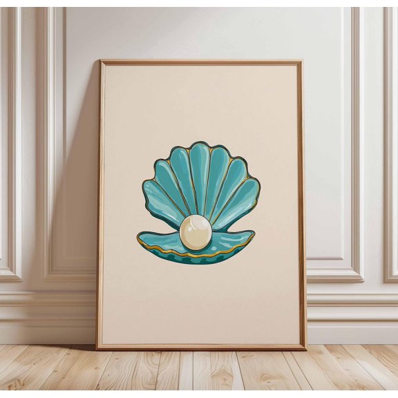 Blue Pearl Seashell Ocean Nursery Wall Art Print