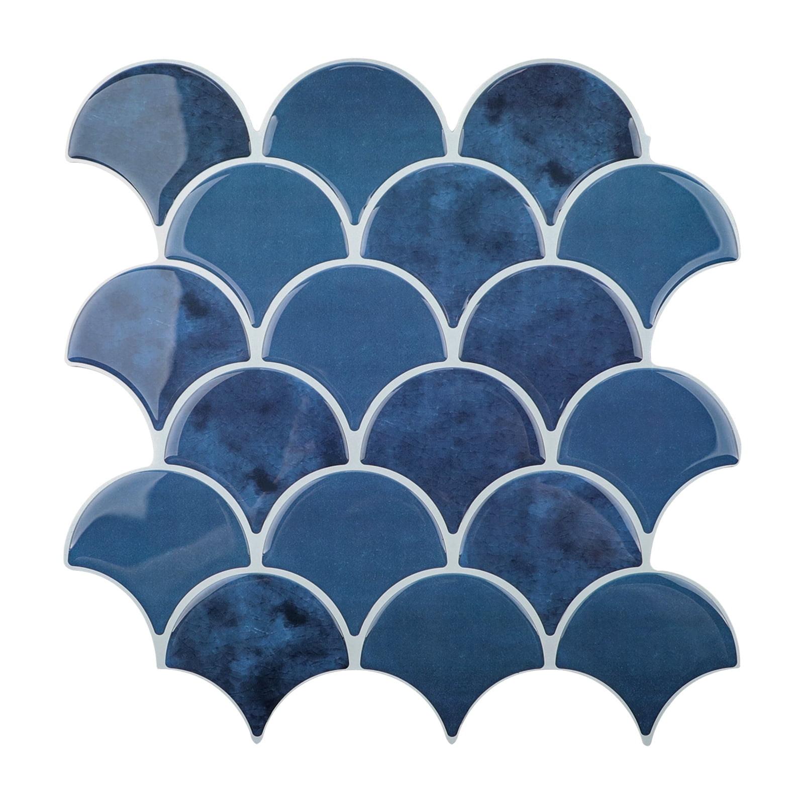 Peel and Stick Backsplash Fish Scale Tile, Renter Friendly Backsplash Stick on Wall Tiles for Kitchen Bathroom (Blue)