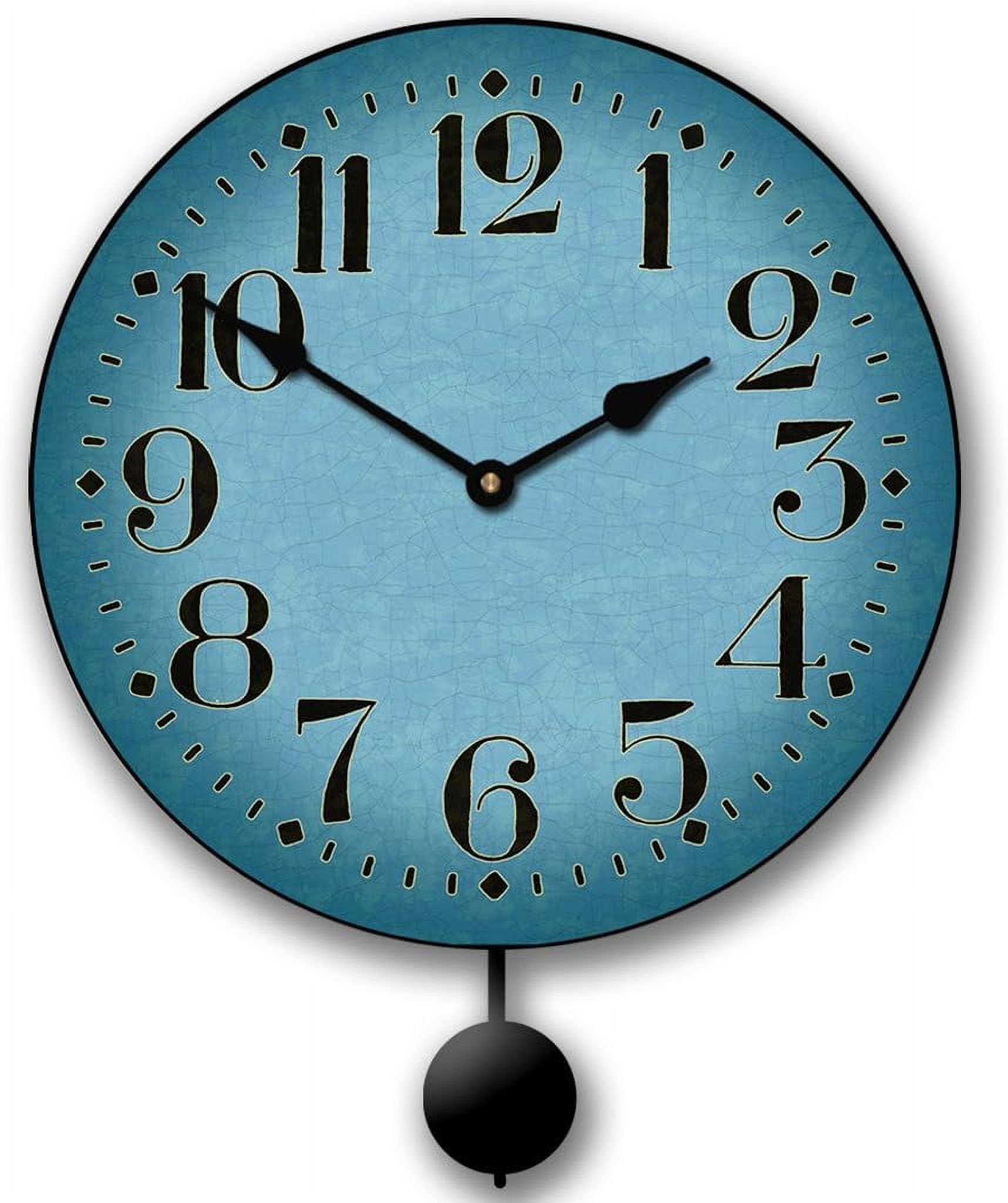Blue Pendulum Wall Clock, Available In 5 Sizes, Quiet, NonTicking